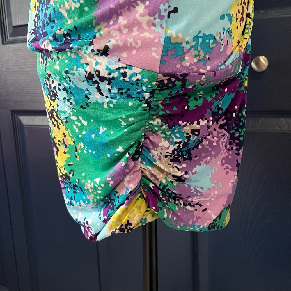 BCBG Multi Color One Shoulder Mini Dress - Picture 6 of 10